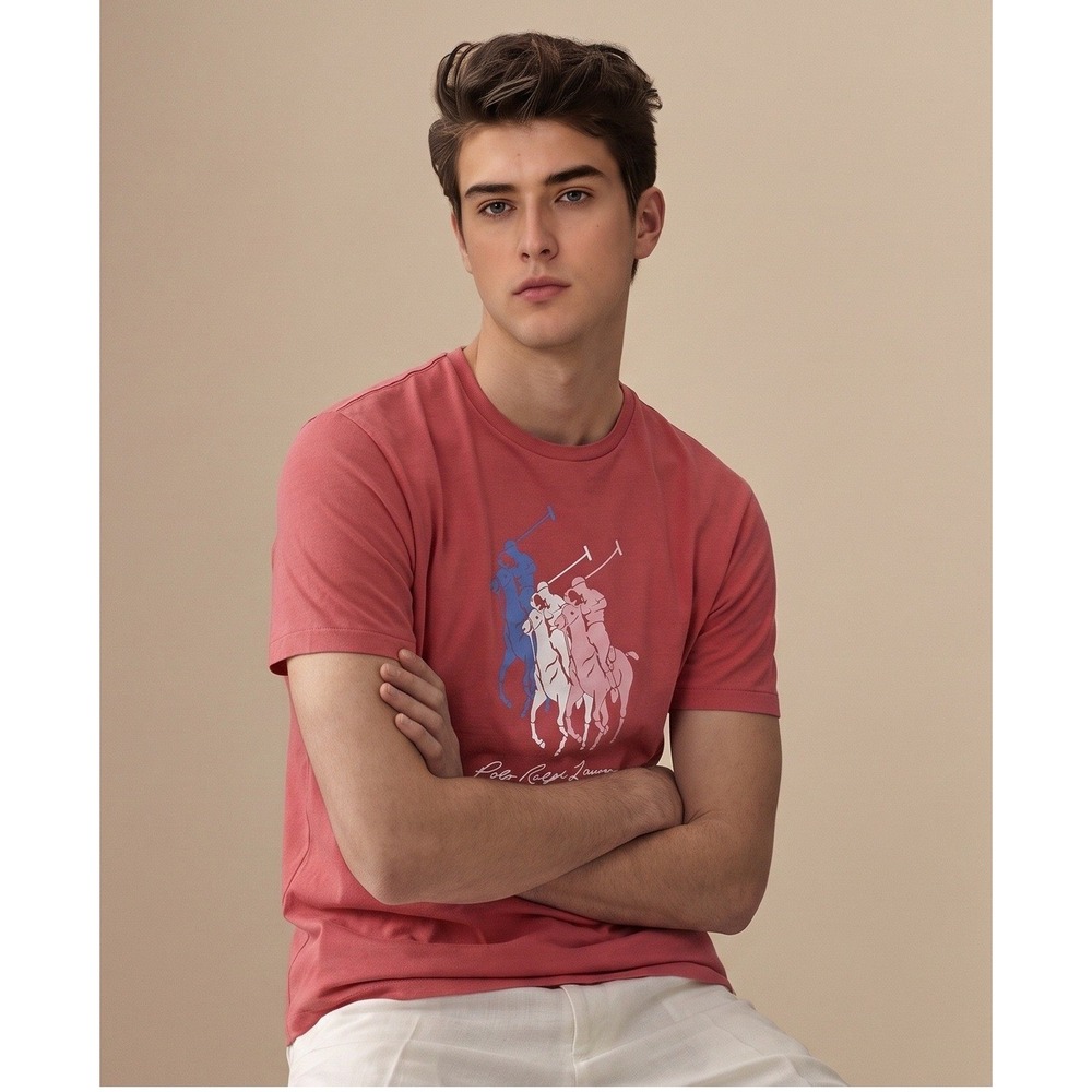 Polo Ralph Lauren Big Pony Jersey T-shirt Large Red 100% Cotton Classic Fit